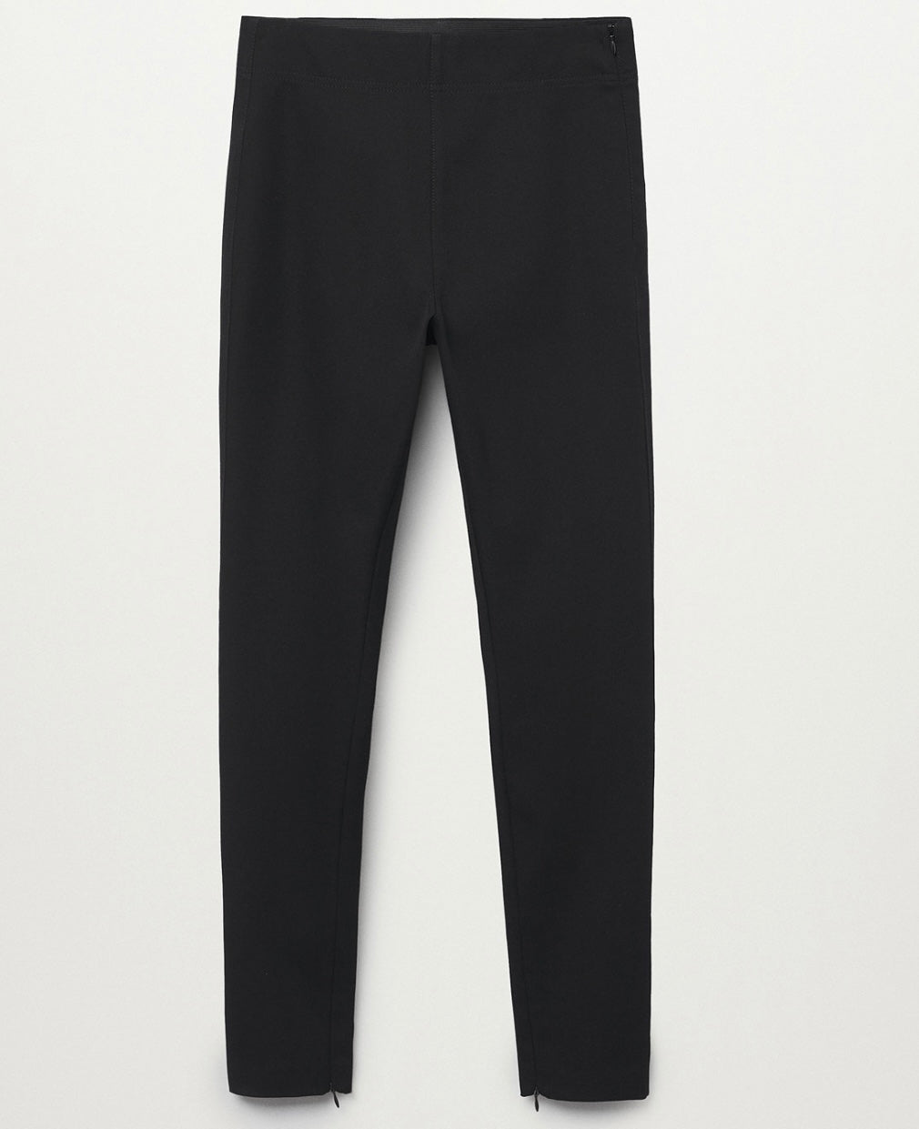 Mango Women's Elastic Waist Stretch Zipper Leggings Black Size XXS