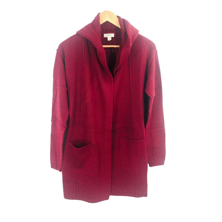 Women's Cardigan Long Sleeve Cap Pockets Top