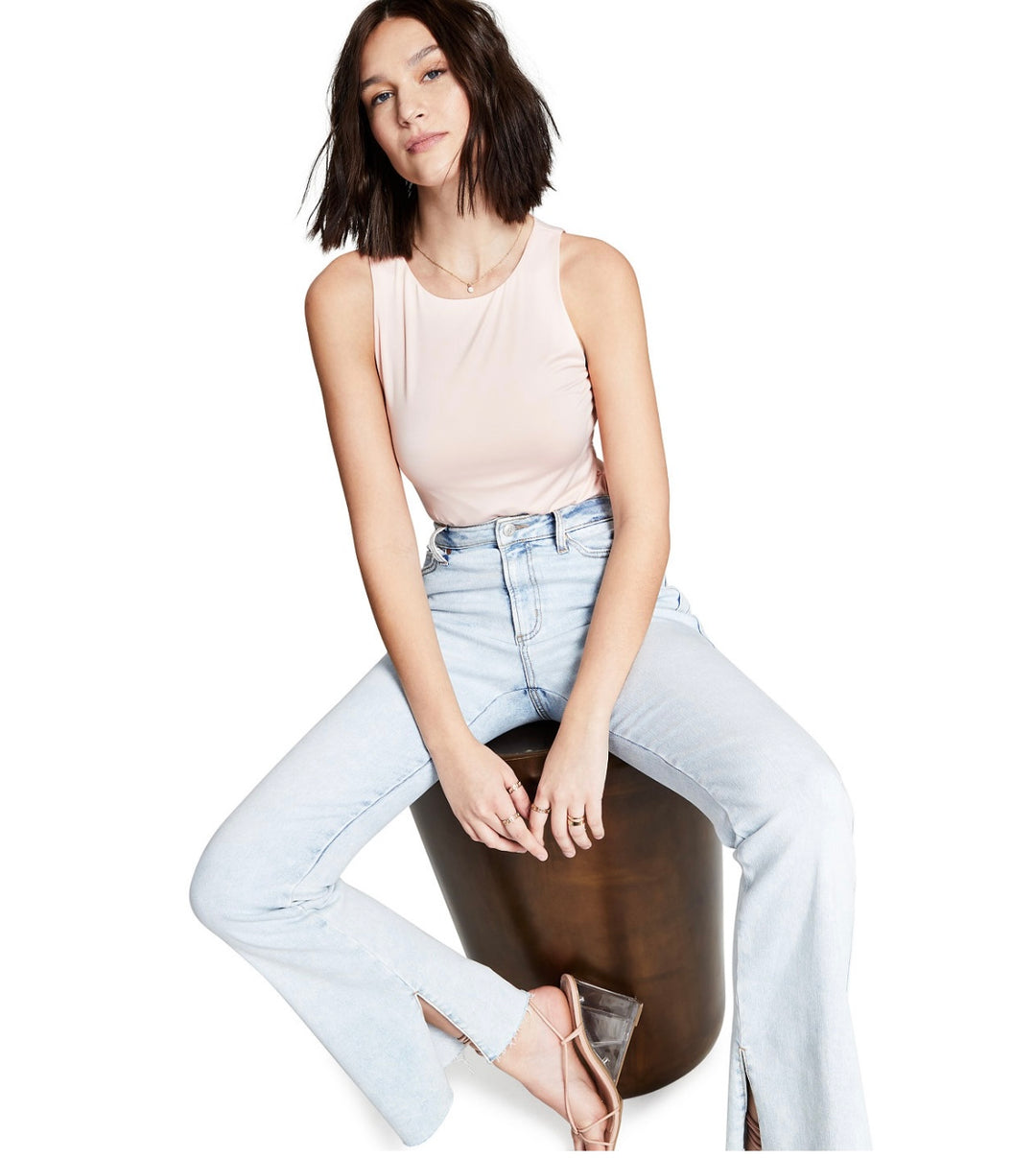 And Now This Women's Sleeveless Crewneck Bodysuit Light Pink Size XXL