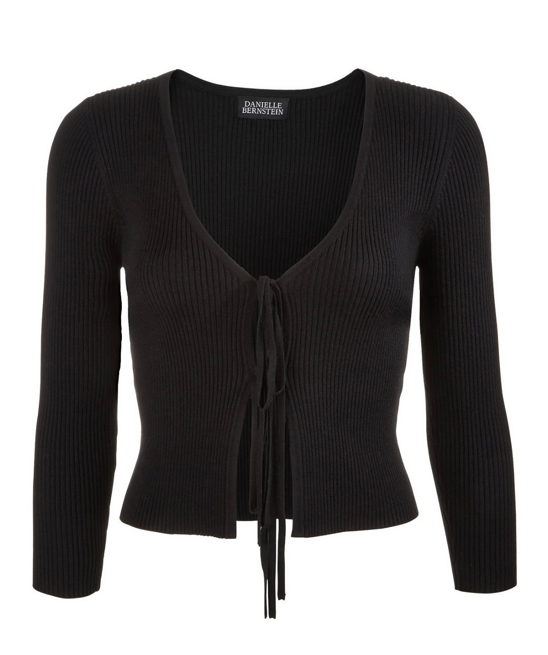 Danielle Bernstein Women's 3/4 Sleeve Open Cardigan Top Black