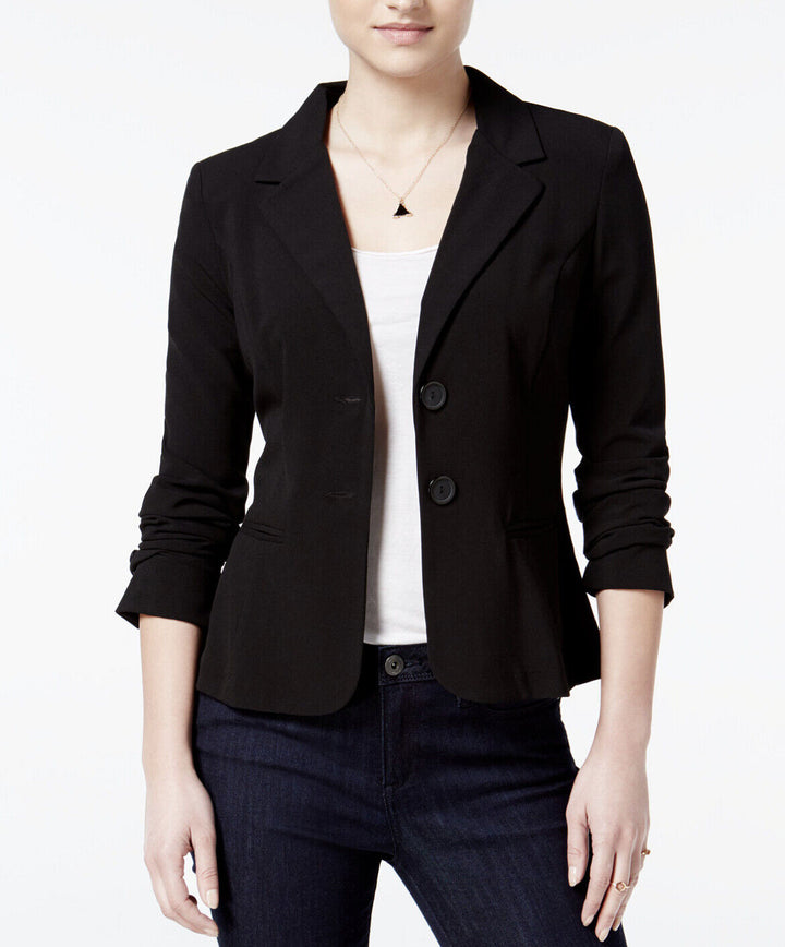 Juniors' Two Button Blazer Notch Collar Lined