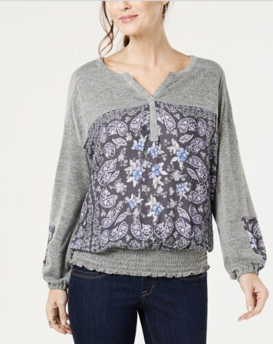 Women's Bubble Sleeve Smocked Floral Top