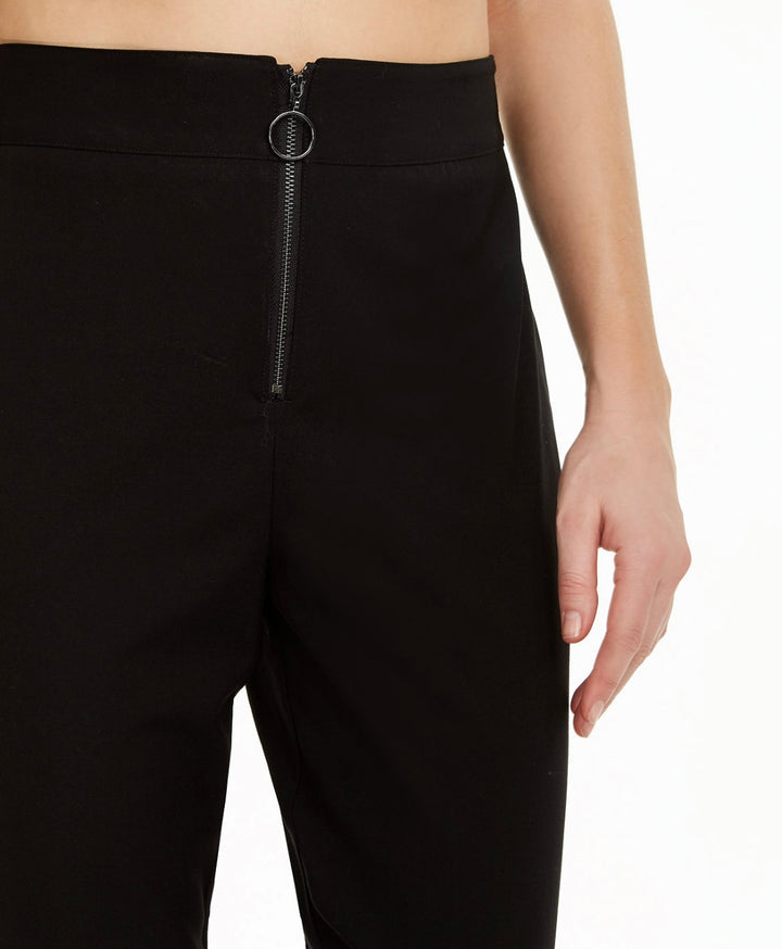 Danielle Bernstein Women's High Rise Zip-up Dress Pants Black