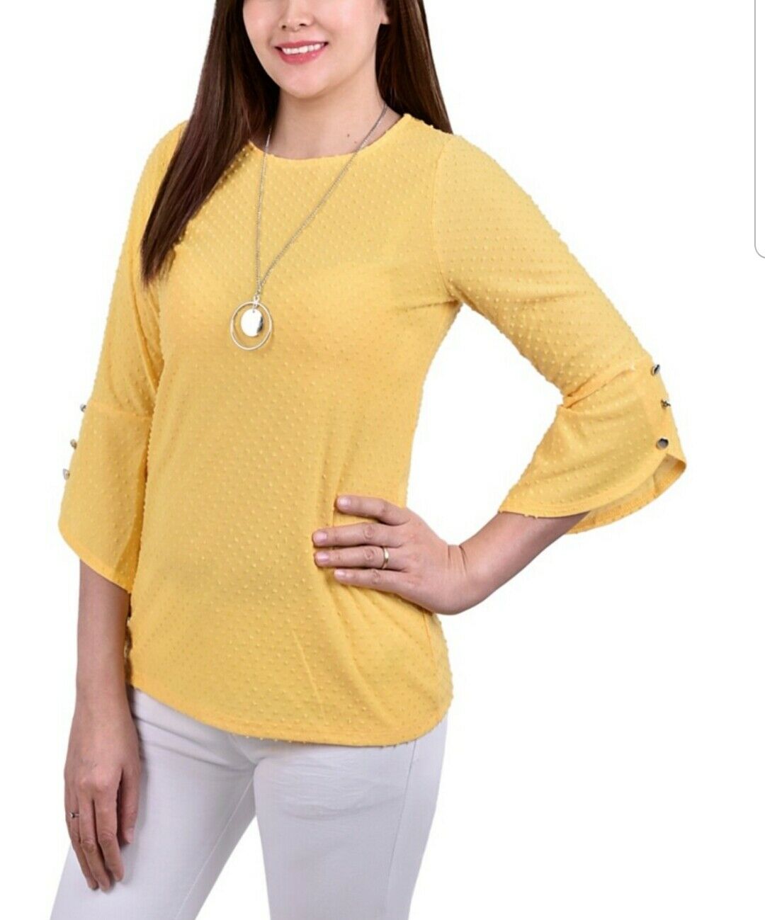 NY Collection Women's 3/4 Tulip Sleeve Blouse