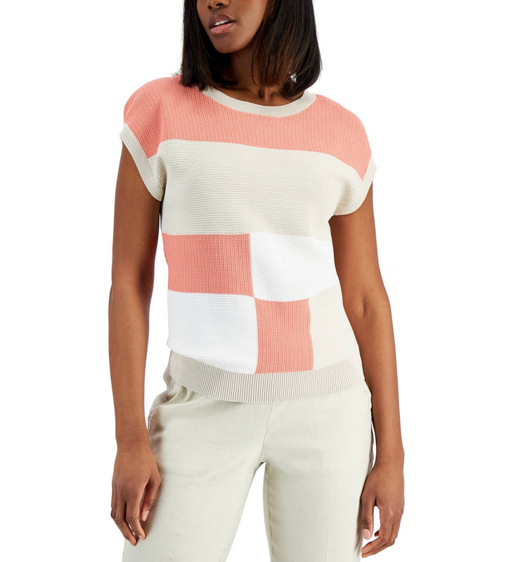 Alfani Women's Mixed-Stitch Color Blocked Sweater
