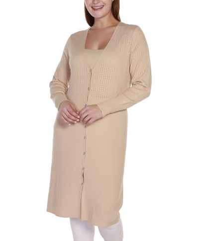 Belldini Women's Black Label Pointelle Duster Cardigan Sweater Size XL