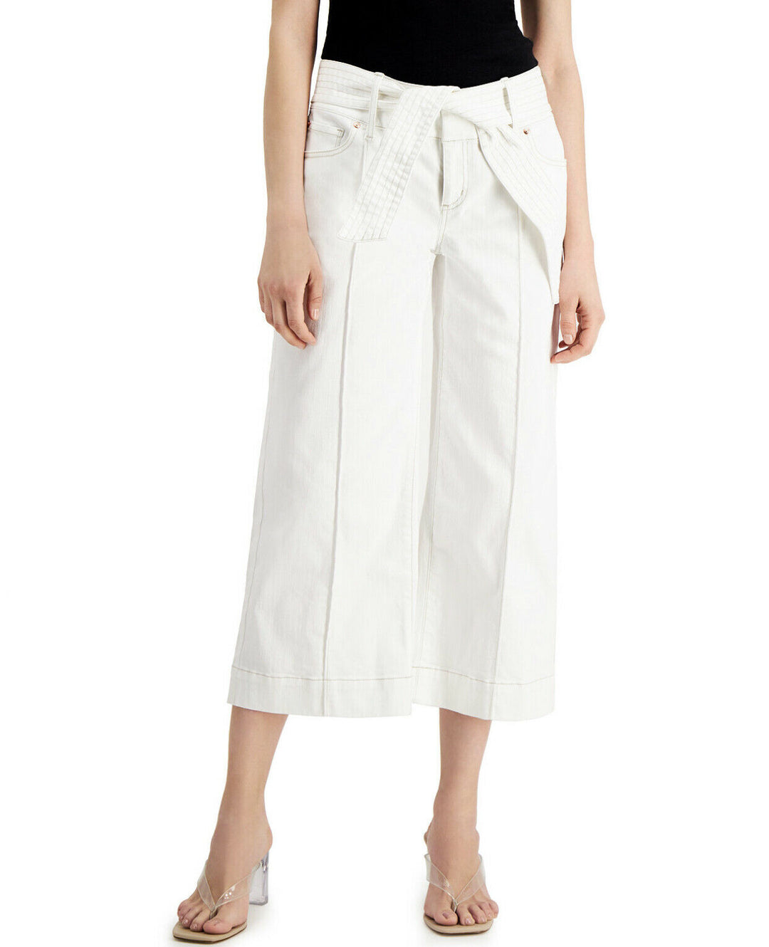 Women's Tie-Waist Culotte Cropped Pants