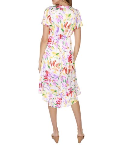 Belldini Women's Floral Print Ruffled High Low Dress
