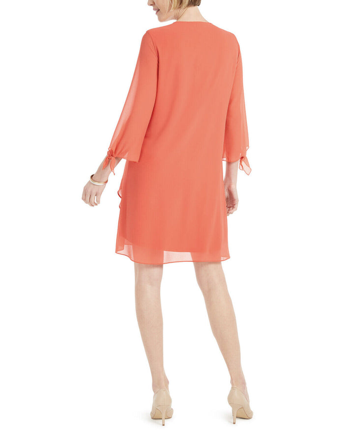 JM Collection Women's Tie-Sleeve Necklace Dress