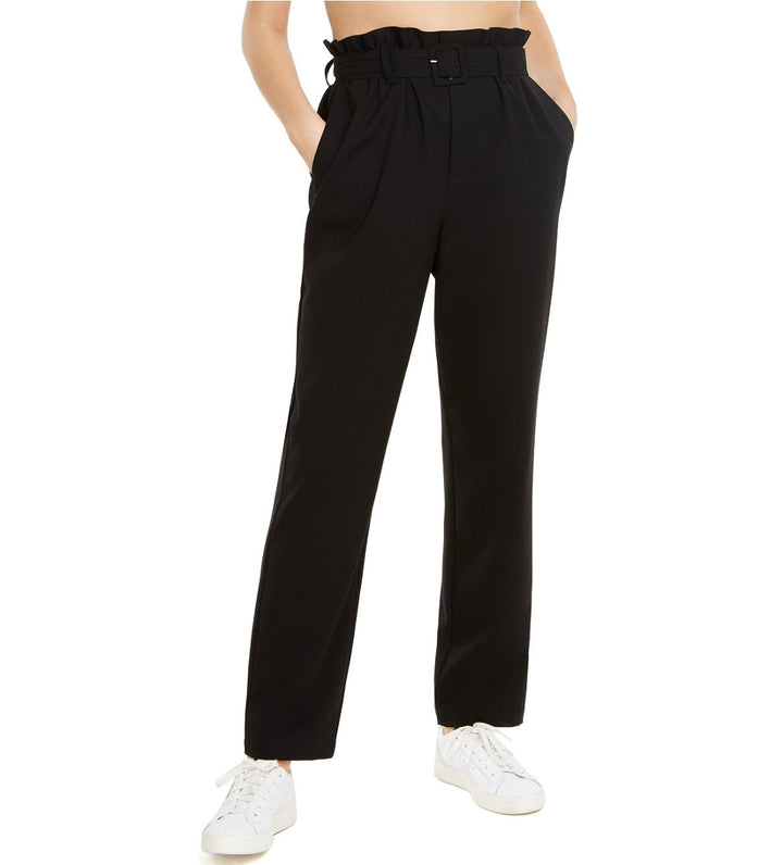 Danielle Bernstein Women's Paperbag Waist Pants Black