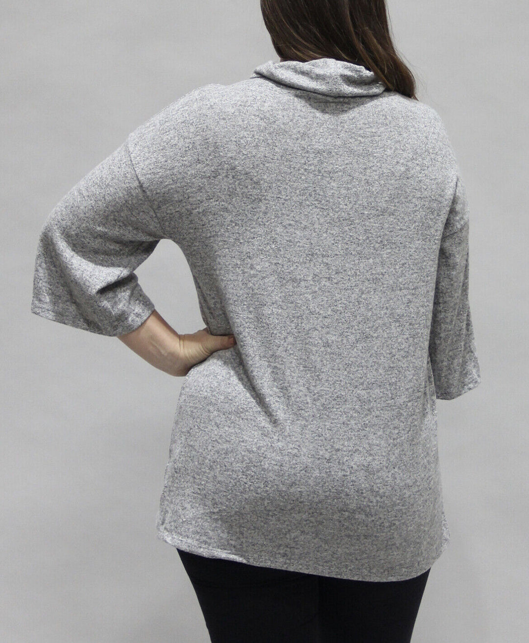 Women's Plus Size 3/4 Sleeve Surplice Cowl Neck Top