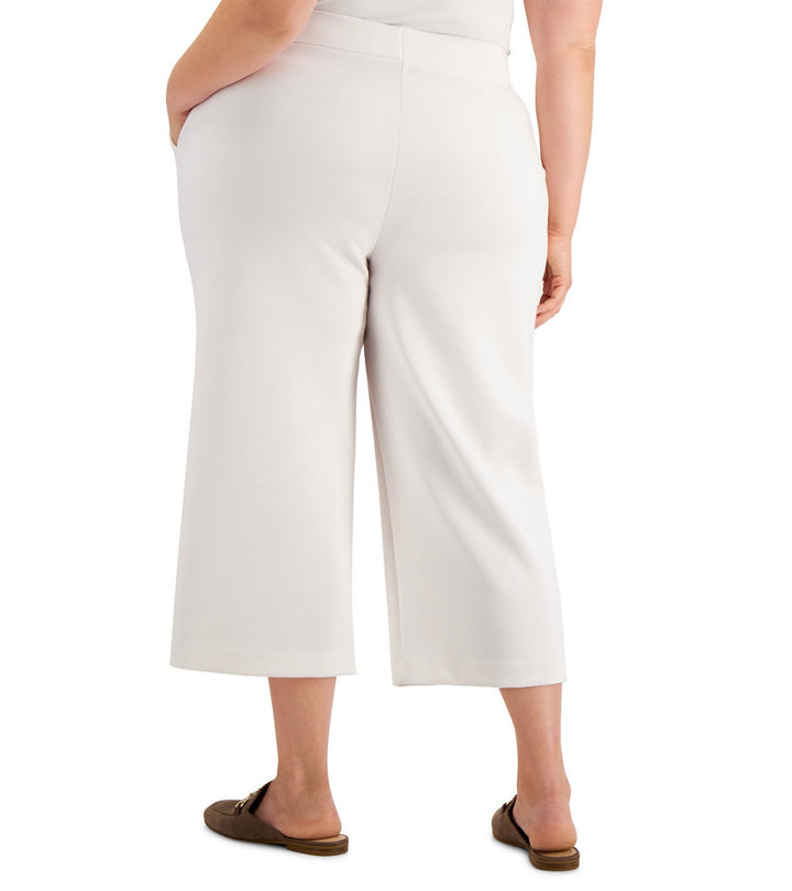 Alfani Women's Cropped Wide-Leg Pants Oat Milk Plus Size 1X