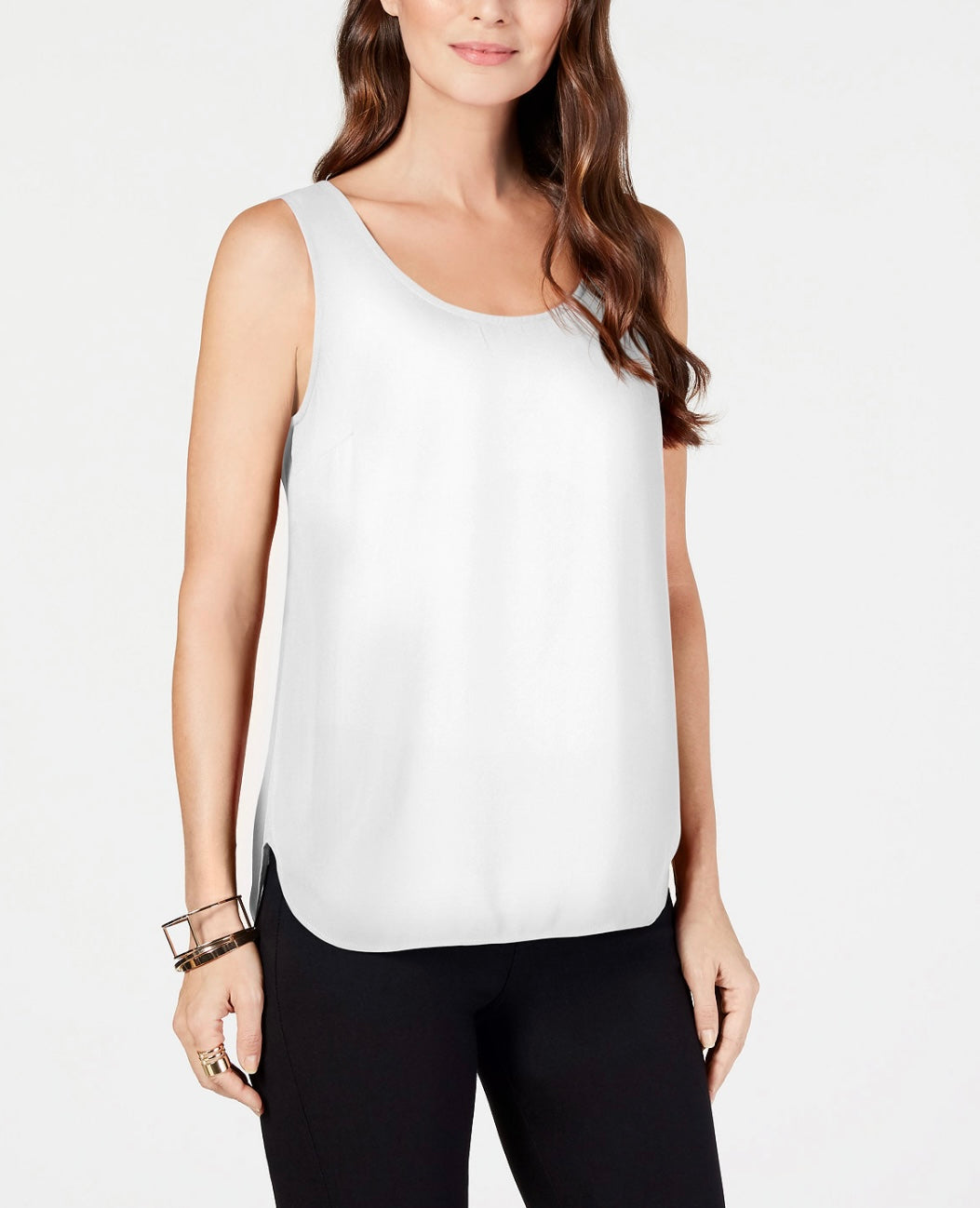 Alfani Women's Sleeveless Scoop-Neck Blouse Soft White Size XS