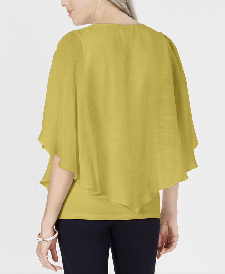 JM Collection Women's T Crochet-Neck Gauze Top