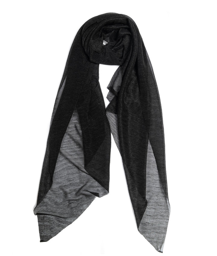 Women's Pleated Metallic Scarf Wrap Black