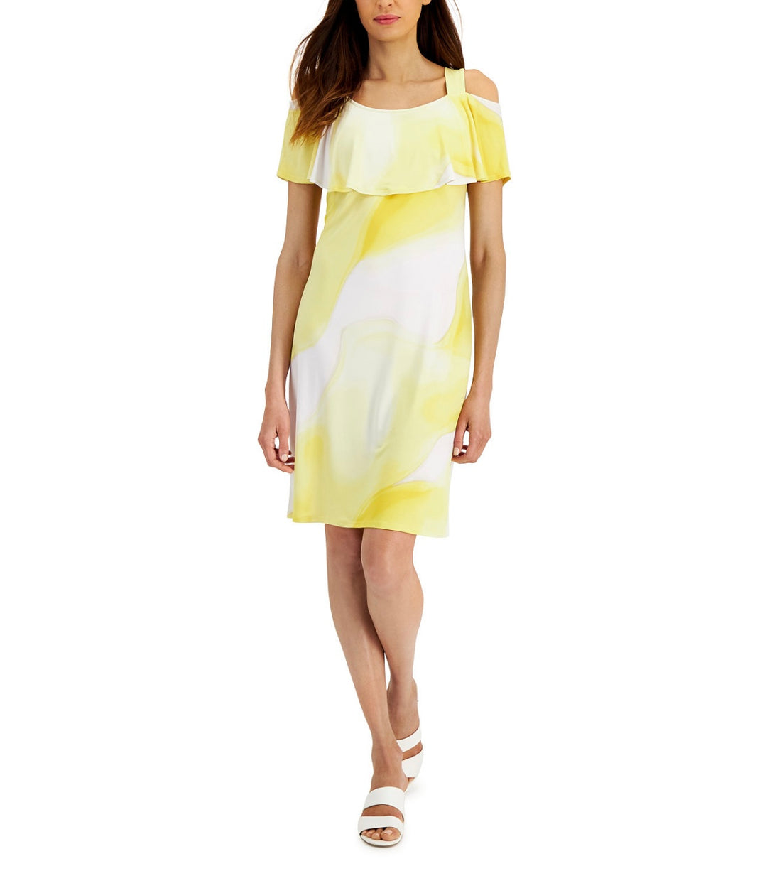 JM Collection Women's Scoop Neckline Ruffled Cold-Shoulder Dress Size XXL