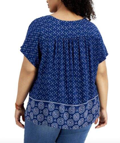 Women's Petite Mixed-Print Top Short Sleeve