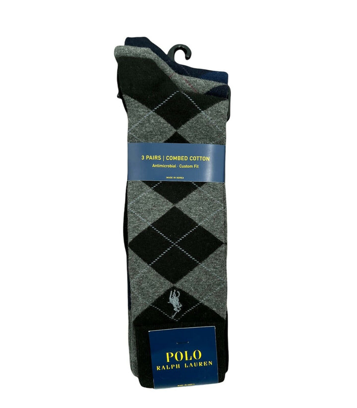 Polo Ralph Lauren Men's Socks Cotton Antimicrobial Custom Fit 3 Pairs