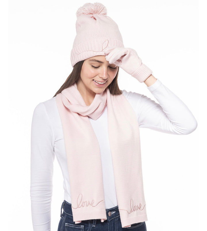 Jenni Women's Embroidered Pom Beanie Winter Hat