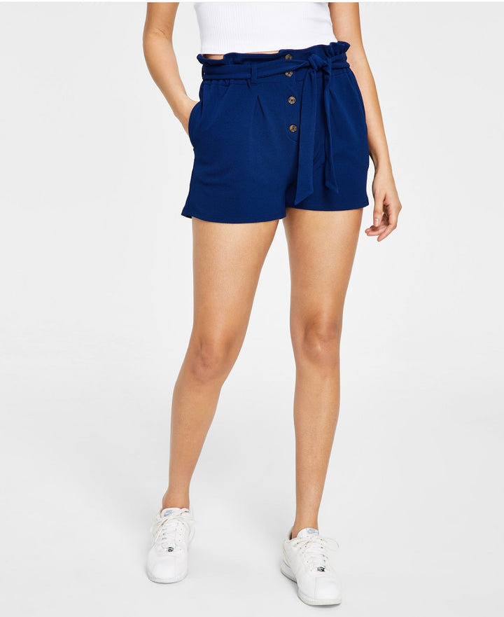 Bar III Women's High-Waist Button-Fly Shorts Blazing Navy Size S