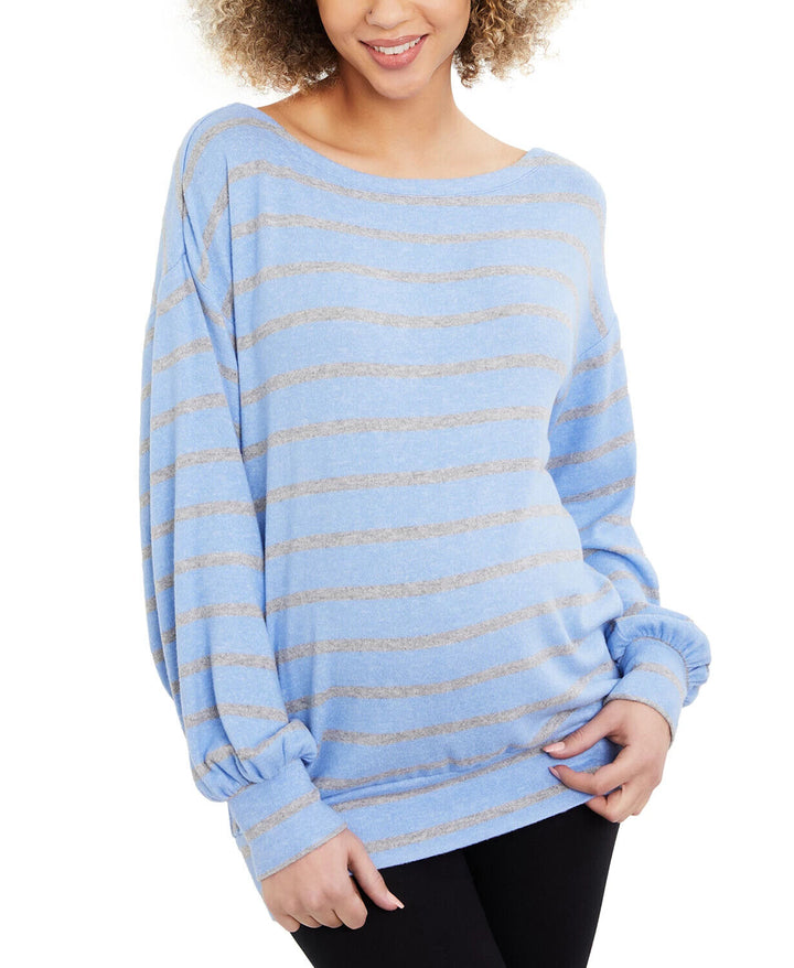Motherhood Maternity Scoop Neckline Long Sleeve Striped Top