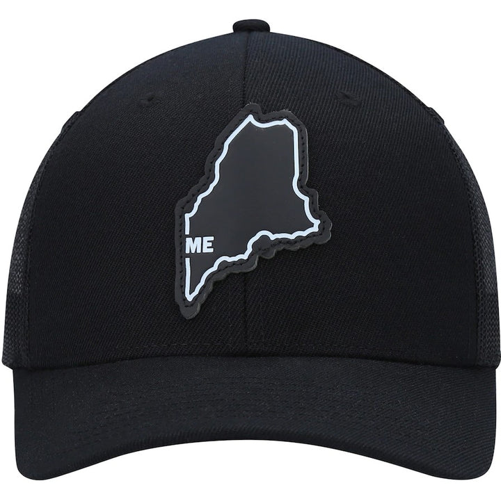 Local Crowns Maine Leather State Patch Trucker Snapback Hat - Black