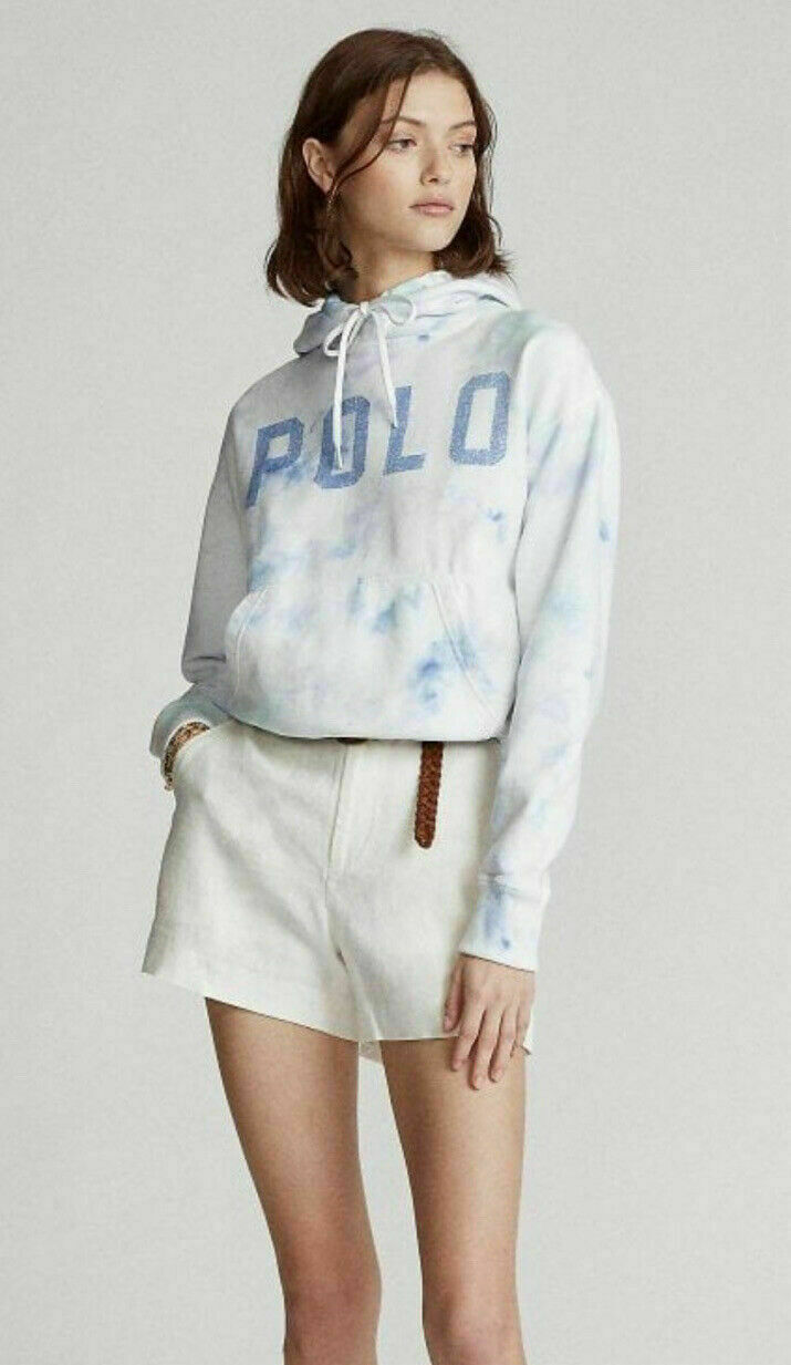 Polo Ralph Lauren Women's Pastel Paint Hand Detailed Tie Dye Hoodie Pockets