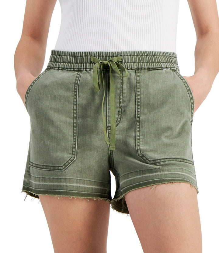 Inc International Concepts Women's Drawstring Pull-On Knit Shorts Olive Wash Size XS