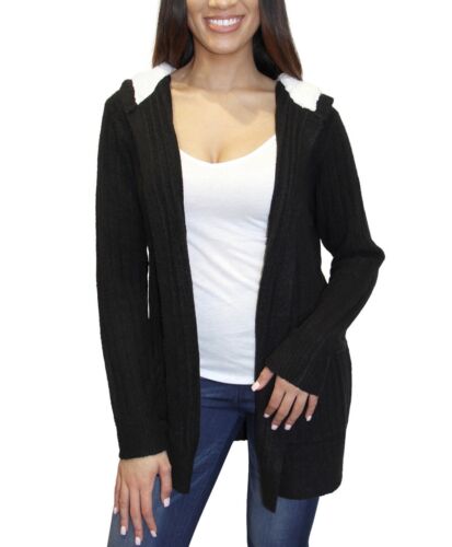 Juniors' Cozy Knit Sherpa Trim Cardigan