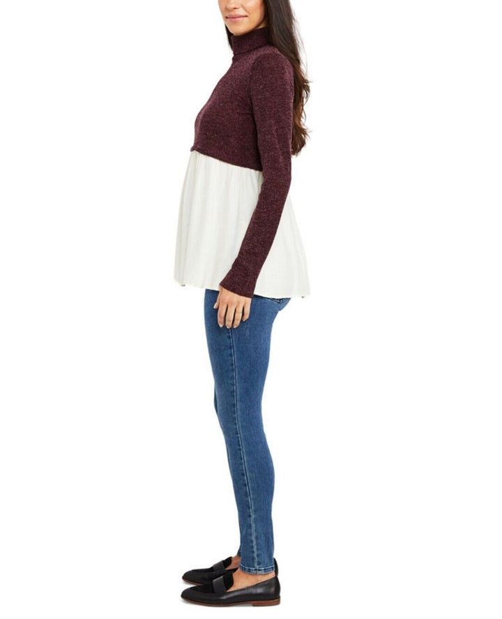 Motherhood Maternity Women's Layered-Look Hacci Maternity Top