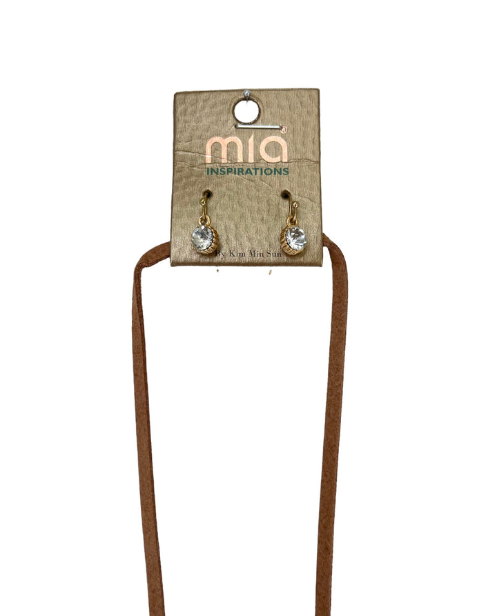 Mia Collection Women's Jewelry Necklace and Earring Set Silver Brown