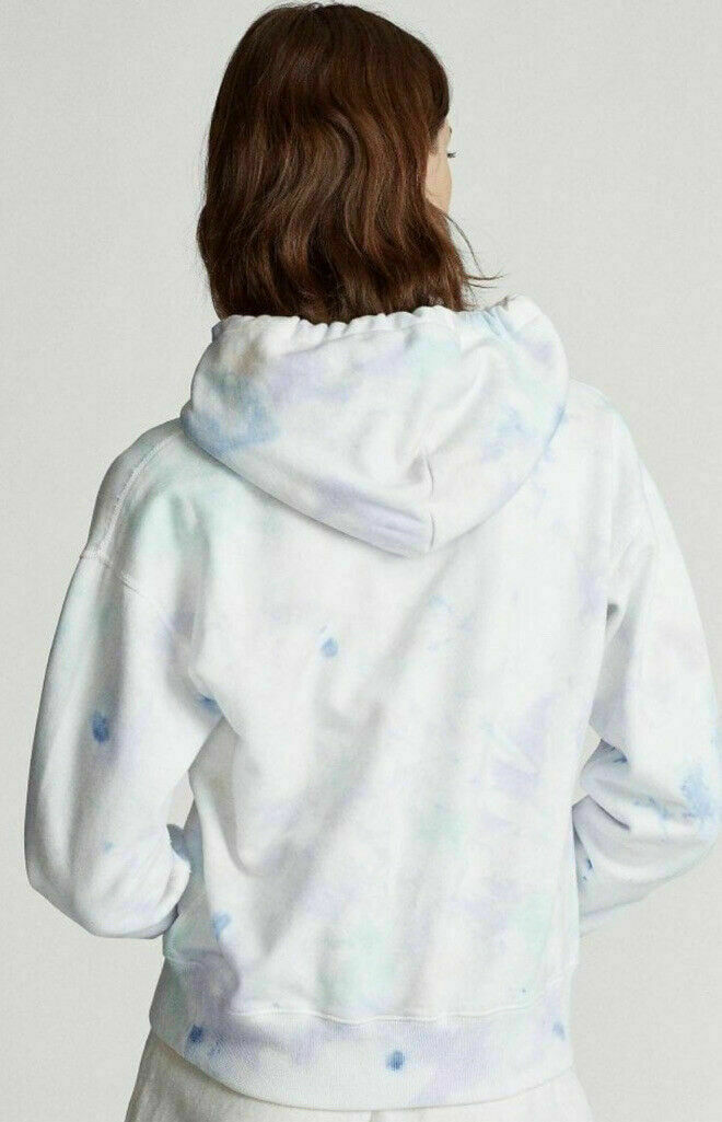 Polo Ralph Lauren Women's Pastel Paint Hand Detailed Tie Dye Hoodie Pockets