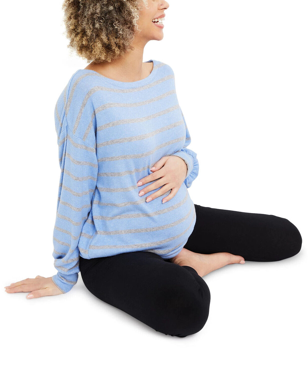 Motherhood Maternity Scoop Neckline Long Sleeve Striped Top