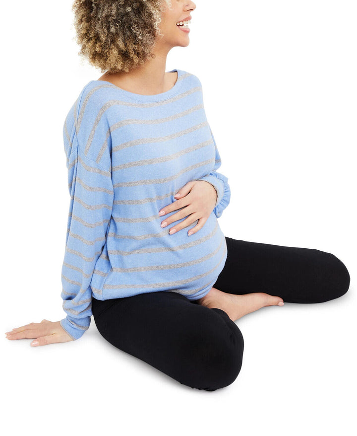 Motherhood Maternity Scoop Neckline Long Sleeve Striped Top