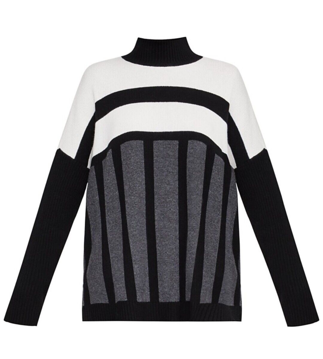 Women's Striped Mock-Neck Oversized Sweater