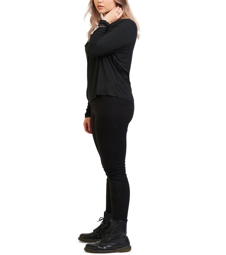 Black Tape Women's Long Sleeve Trendy Cowl-Neck Top Black Plus Size 2X