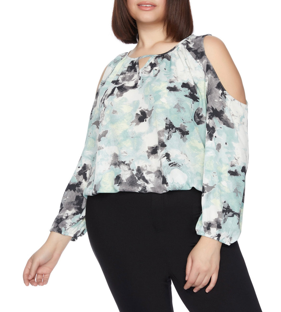 Cooper Ella Women's Cold Shoulder with Cut Out Top Oil Blue Plus Size 1X