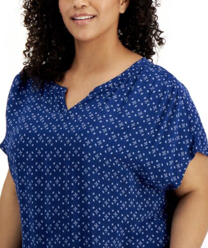 Women's Petite Mixed-Print Top Short Sleeve