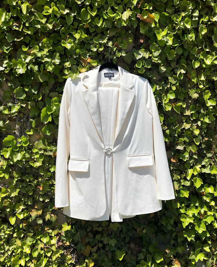 Danielle Bernstein Women's Split Ring Detail Business Blazer Cloud Size M