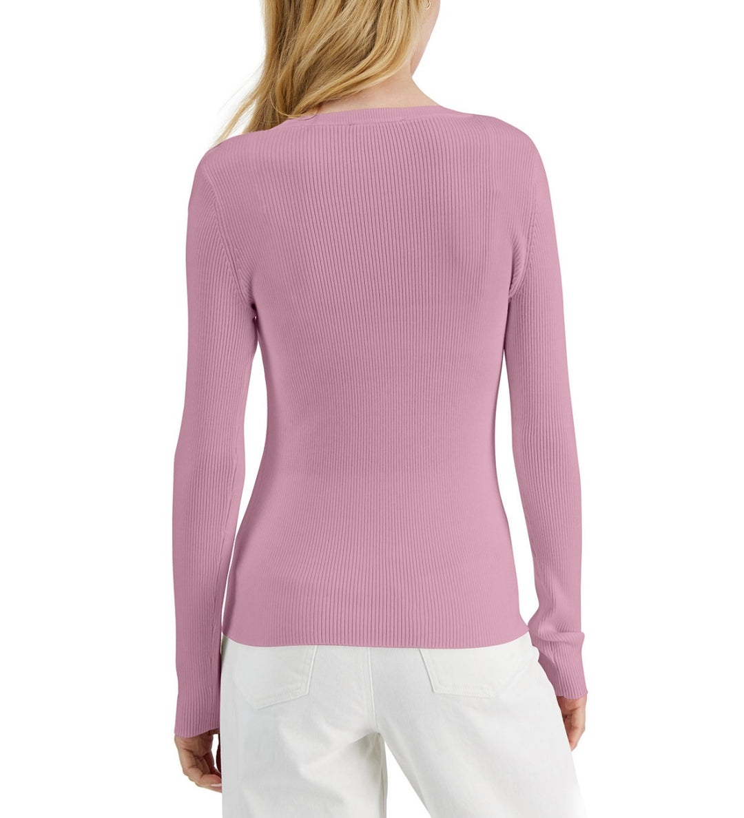 INC International Concepts Women's Ribbed Cutout Crewneck Sweater Size L