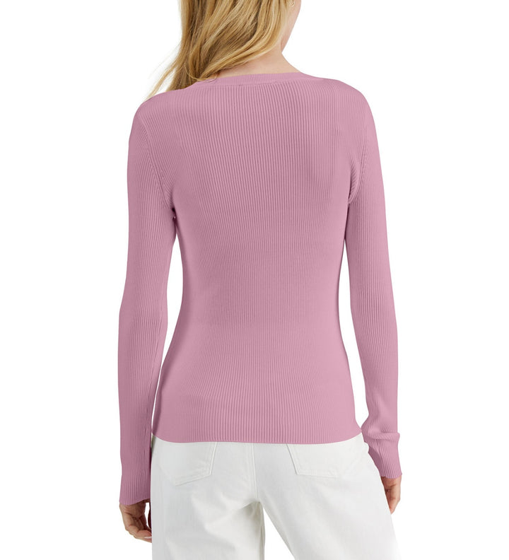 INC International Concepts Women's Ribbed Cutout Crewneck Sweater Size L