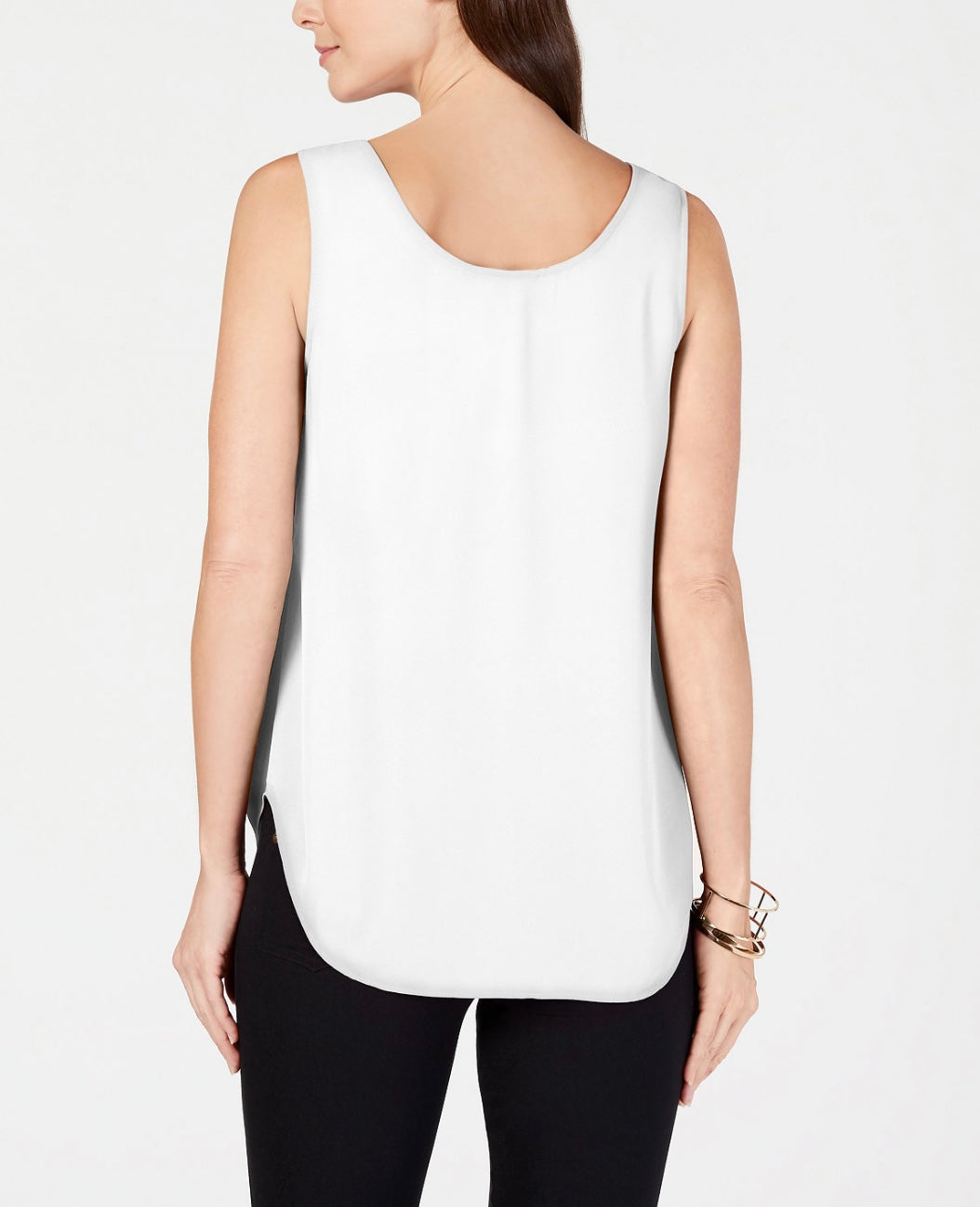 Alfani Women's Sleeveless Scoop-Neck Blouse Soft White Size XS