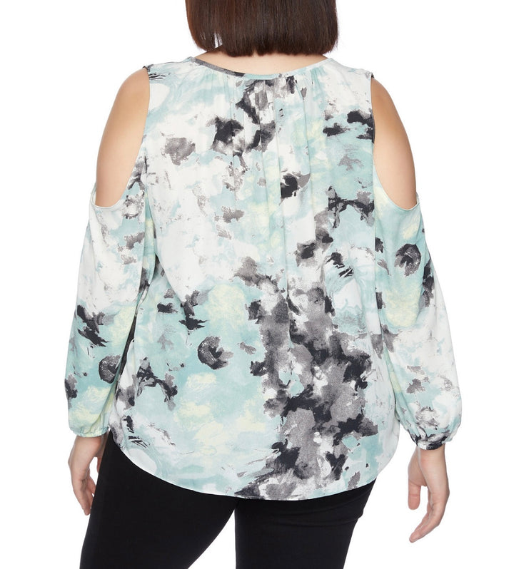 Cooper Ella Women's Cold Shoulder with Cut Out Top Oil Blue Plus Size 1X
