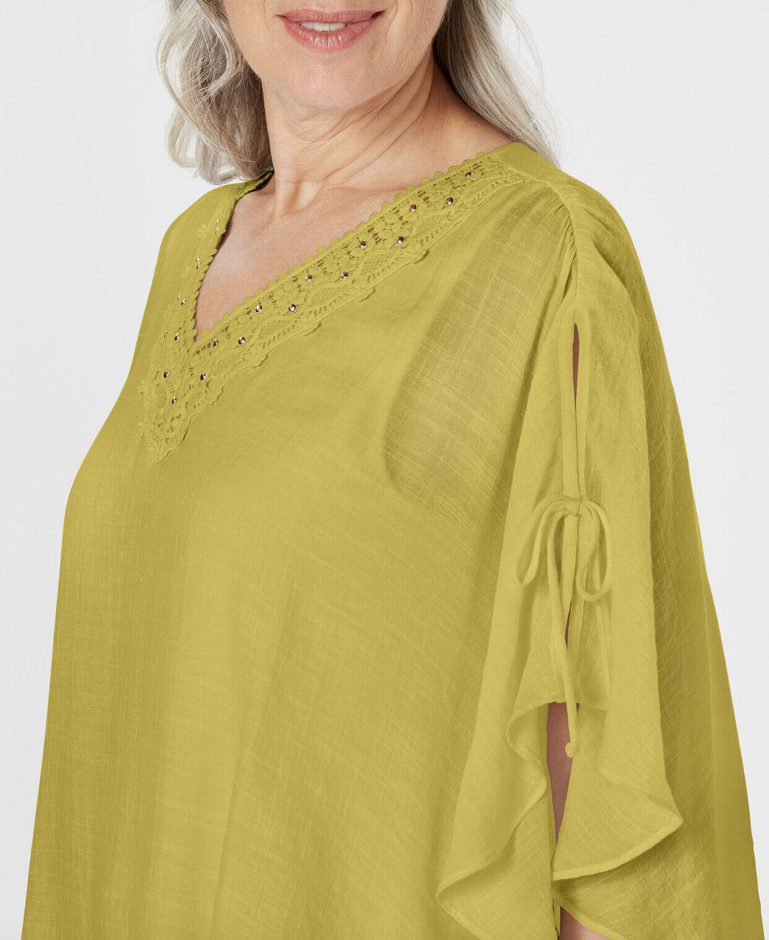 JM Collection Women's T Crochet-Neck Gauze Top