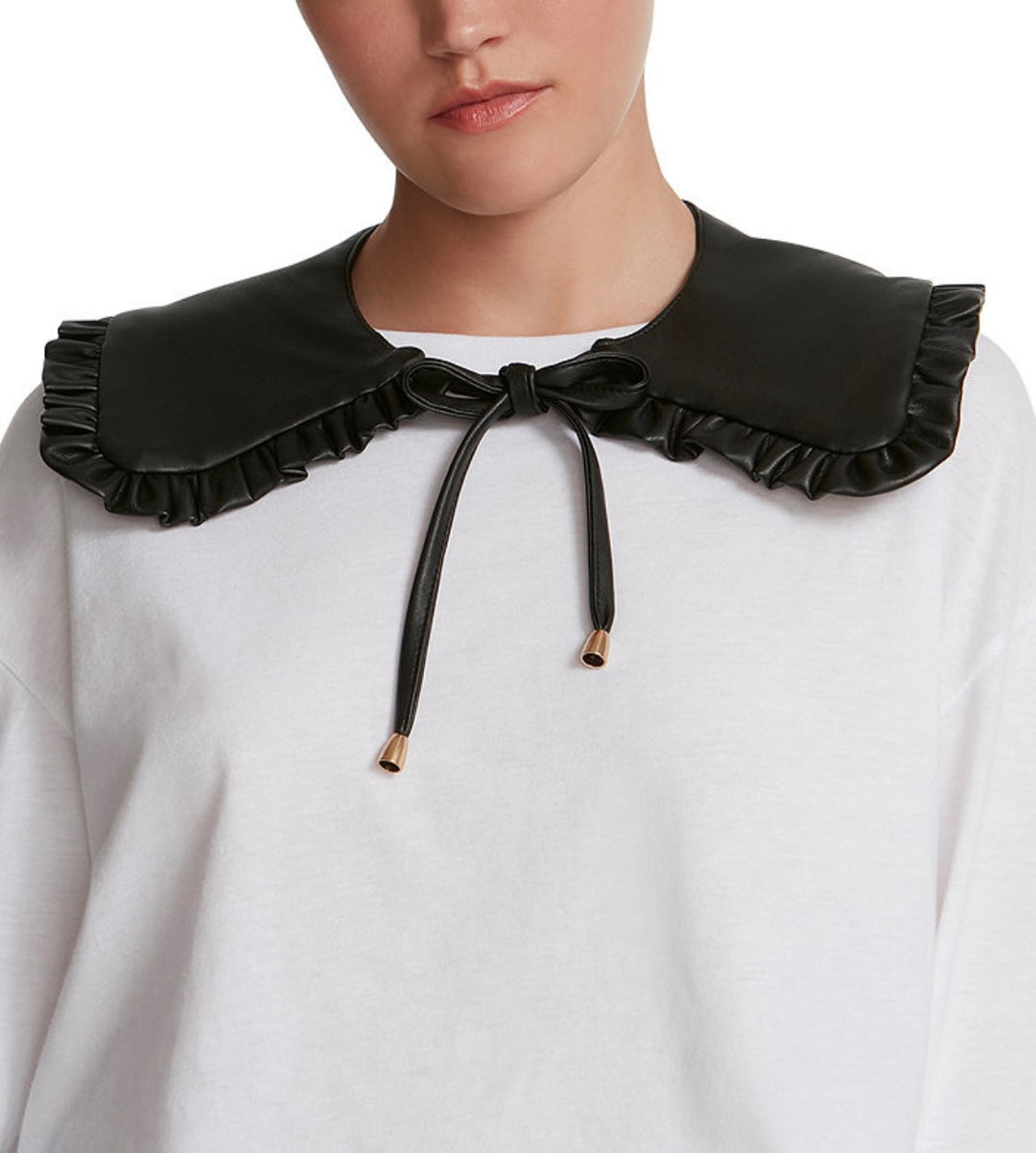 Steve Madden Women's Ruffle-Trim Faux Leather Collar Tiered