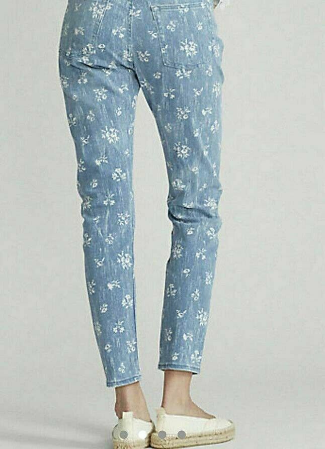 Polo Ralph Lauren Women's The Callen High Rise Slim Blue Floral Print