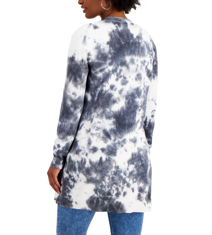 Style & Co. Women's Tie-Dye Open Cardigan Crush Dye Grey Size S