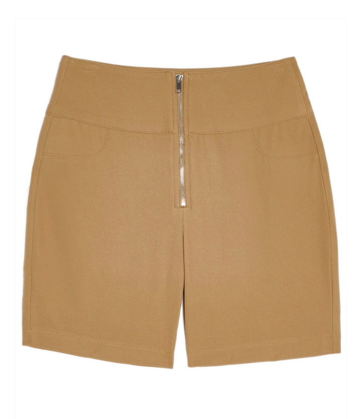 Danielle Bernstein Women's High Waist Solid Bike Short Cloud Black Beige