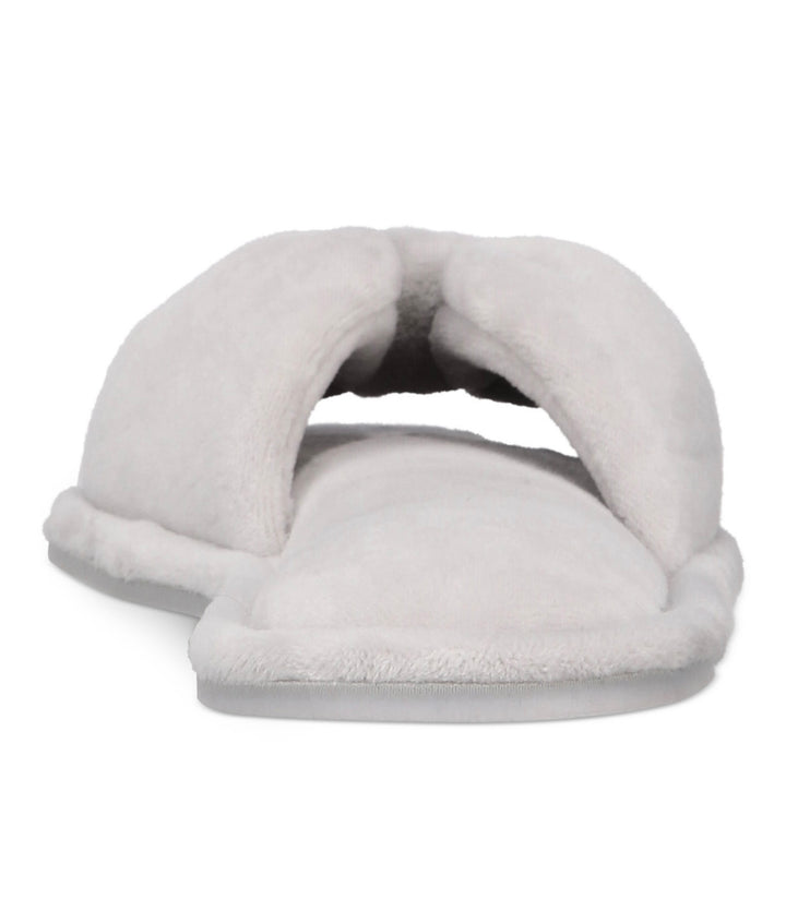 Charter Club Women's Velvet Bow-Top Slide Slippers Dove Grey Heather