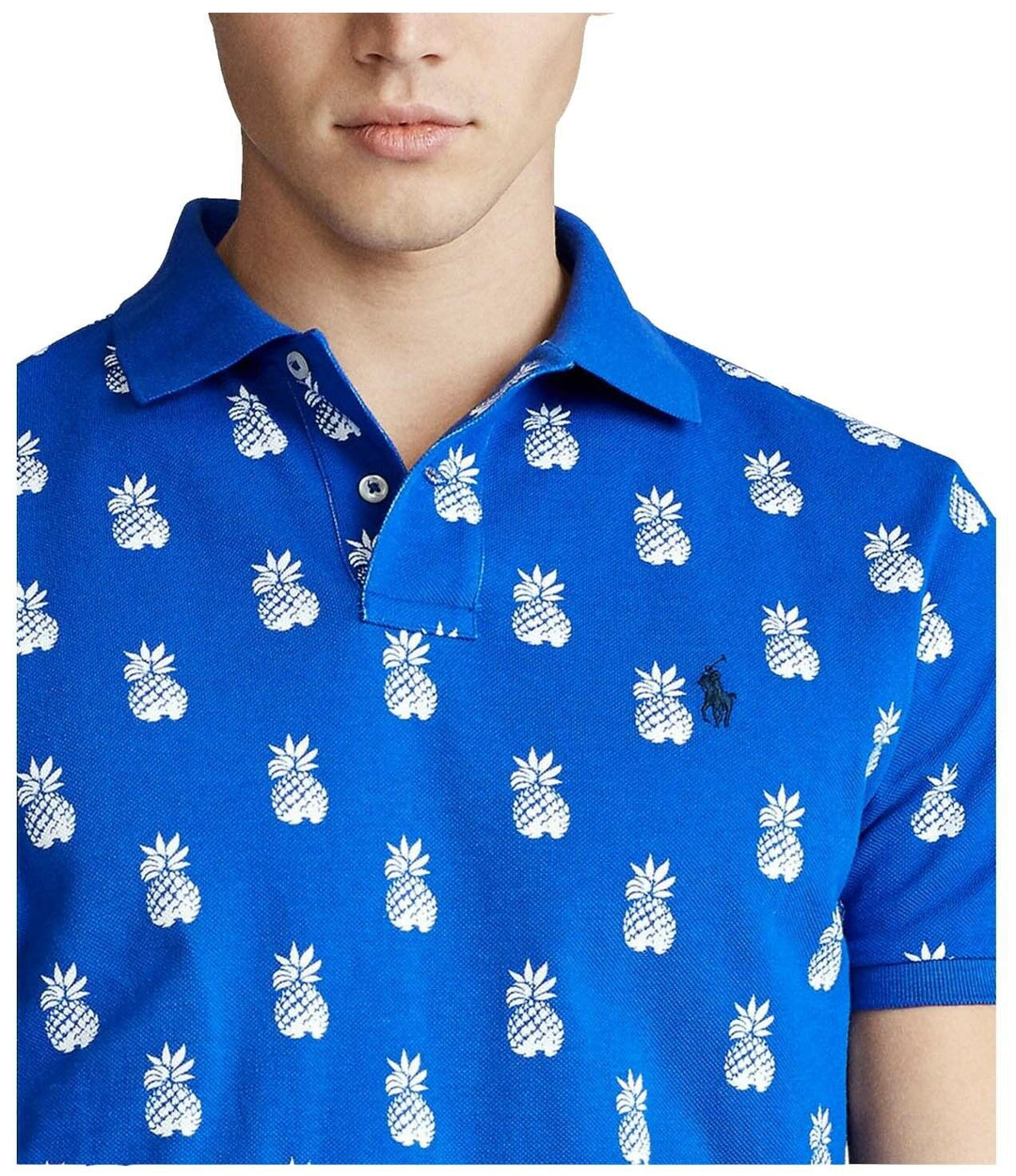 Polo Ralph Lauren Men's Pineapple Print Custom Slim Fit Mesh Shirt